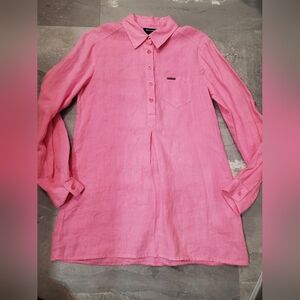 Saint-James Long Sleeves Button Down Blouse Top. Pink. 100% Linen. Size 6US.